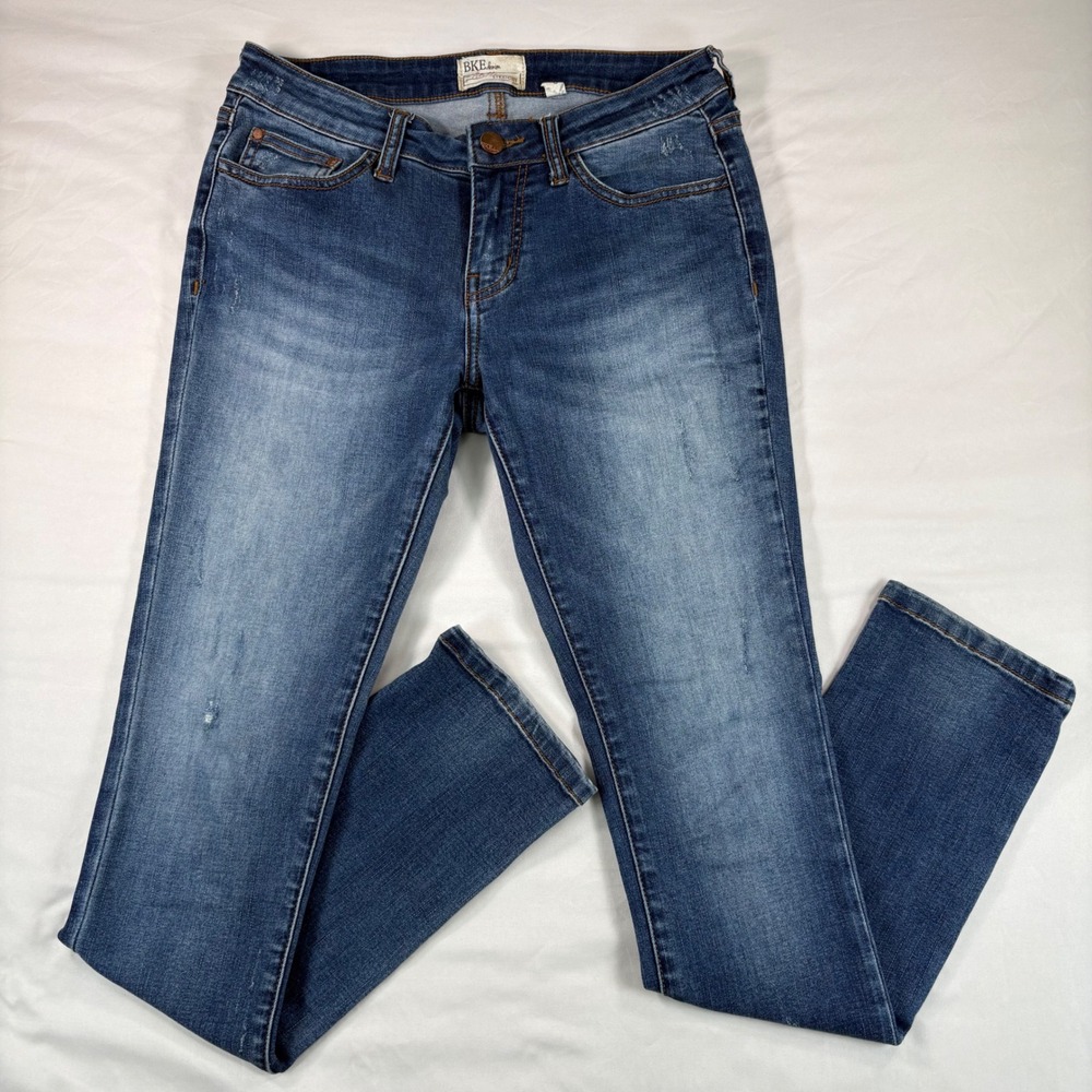 BKE Stella Straight Jeans Womens 26 Blue Denim Stretch Distressed Casual